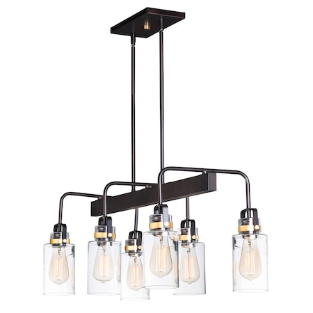 Magnolia 6-Light 15 Wide Bronze / Gold Linear Pendant